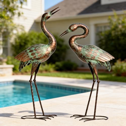 Metal Heron Garden Statue Life