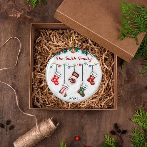 Stocking Personalized Family Christmas Ceramic Ornament 2025