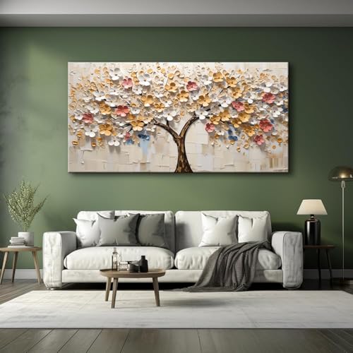 Abstract Wall Art Teal Nature Tree of Life Canvas Painting Picture