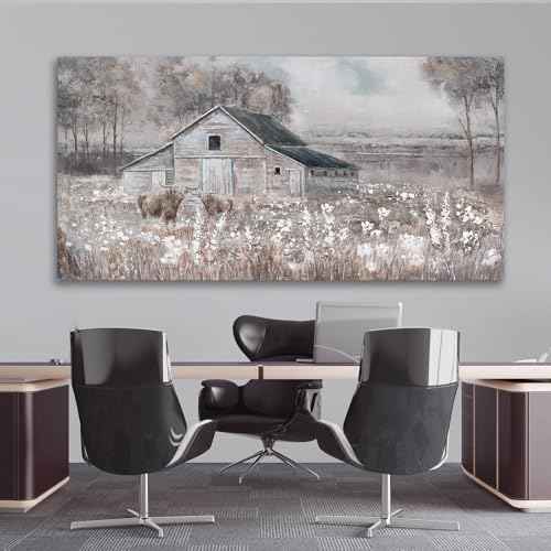 Landscape Canvas Wall Art Animal Photo Prints White and Brown Wall Hanging Decor 24"x48" Decorations for Bedroom Office Art