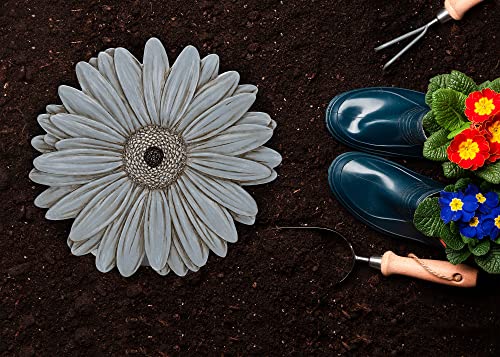 NAT & Jules Gerbera Daisy Flower Shaped Dimensional Indoor Outdoor 12 inch Cast Resin Decorative Garden Stepping Stone