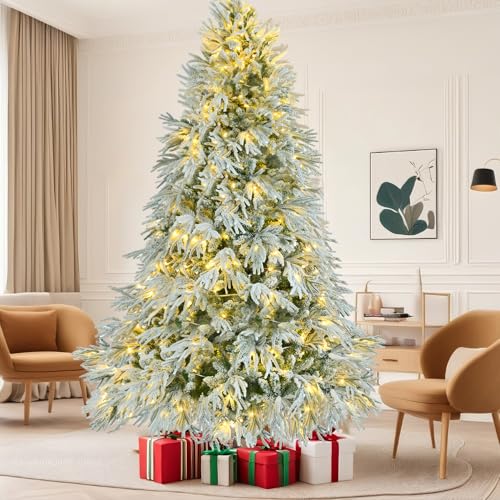 7.5FT Pre Lit Spruce Snow Flocked Artificial Christmas Tree (34.28 Count)