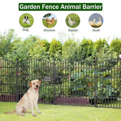 15 Panel No Dig Decorative Garden Fence with Gate 32"H x 35.4'L Dog Barrier (6.69 Sq Ft)