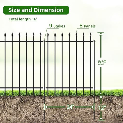 Decorative Metal Garden Fence 30" x 16'