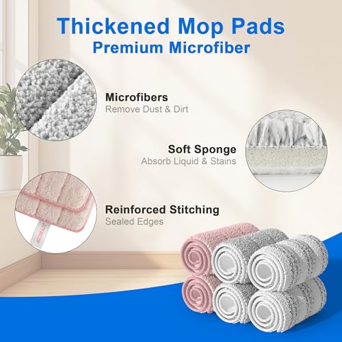 Microfiber Replacement Mop Pads for 13" Flat Mop System (6 Count)