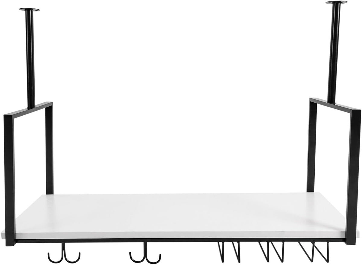 Hanging Wine Rack with Glass Holder and Shelf Metal Ceiling Bar Wine Glass Rack Industrial Wall Mounted Floating Shelve Perfect for Bar Cafe Kitchen Restaurant