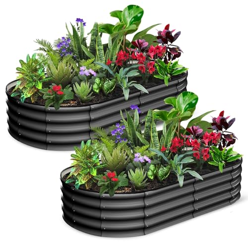 2 Pcs 6x3x1 ft Oval Raised Garden Bed