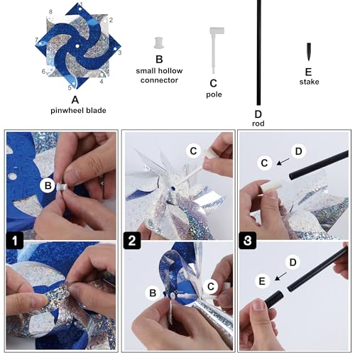 10 Pack Reflective Pinwheels with Stakes (10 Count)