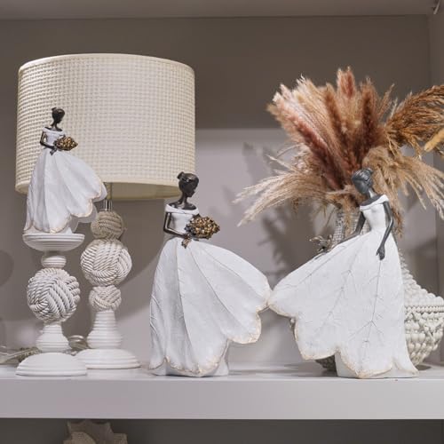 Fairy Statue White Leaf Angel Girls Resin 7.5 x 4.5 x 11.5 Inch