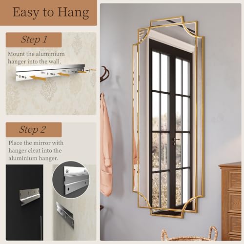 24"x58" Gold Foil Scalloped Edge Decorative Full Length Mirror
