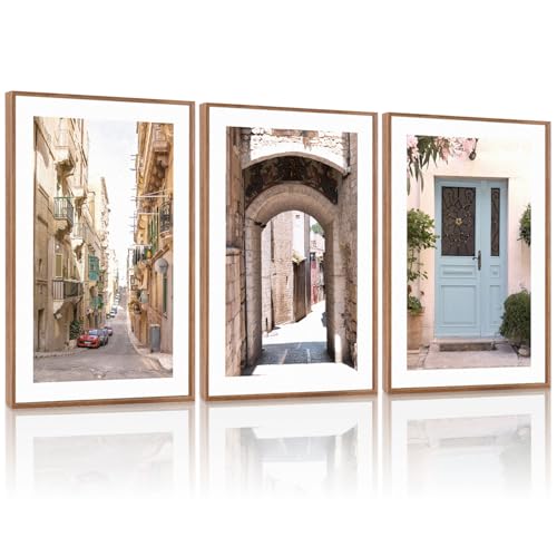 KAlRNE European Street Scenery Mediterranean Wall Art Italy Set (3 Count)