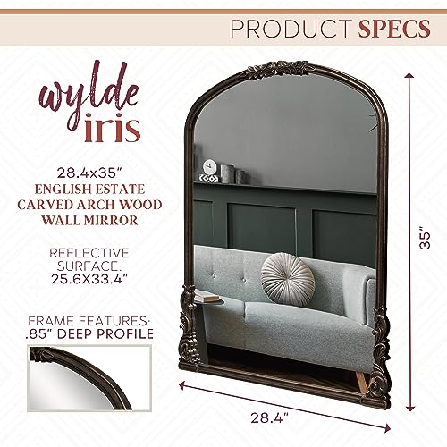 English Estate Carved Arch Wood Wall Mirror