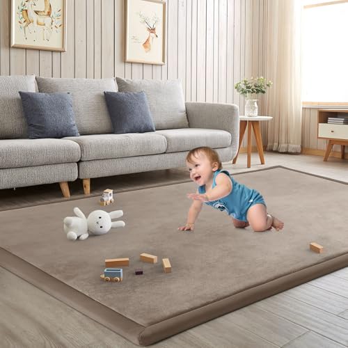 Baby Play Mat for Floor Nursery Rug Muscle Mat Area Rug Playroom Rug 50"x50" Playpen Mat Elastic Foam 1.3" Thick Crawling Mat for Babies