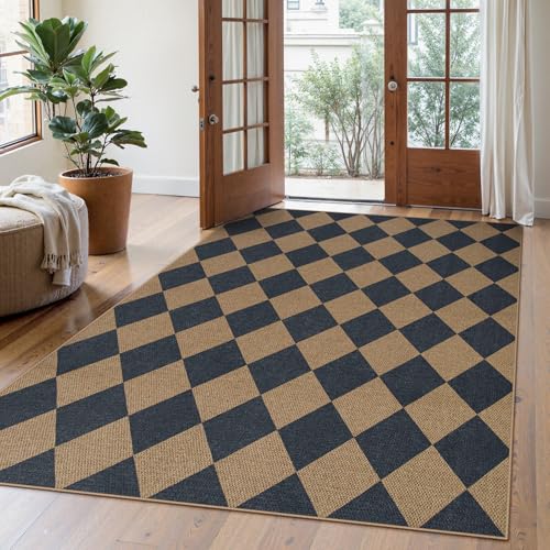 Checkered Easy Jute 5x7 Outdoor Patio Rug