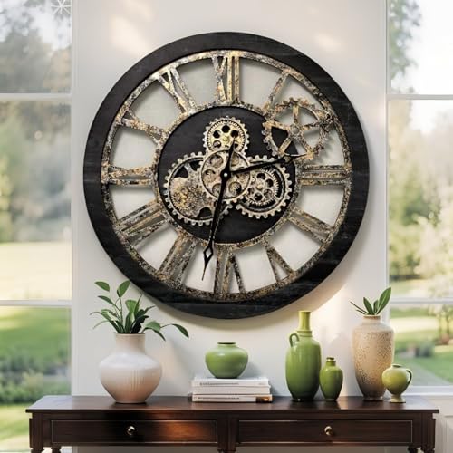 The Gears Clock The Original Real Moving Gear Wall Clock Vintage Industrial Oversized Rustic Farmhouse