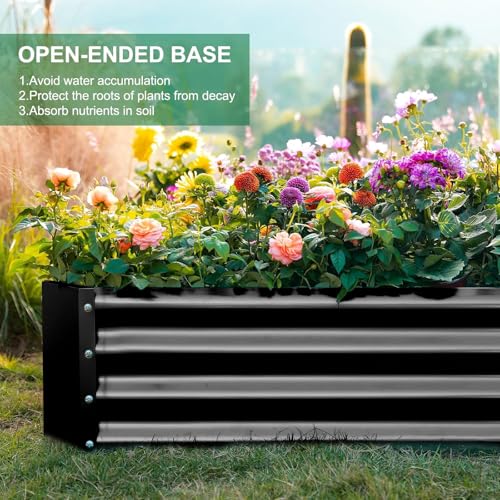 2 Pack 6×3×1ft Galvanized Metal Raised Garden Bed