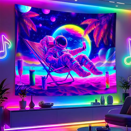 Astronaut Space Blacklight Tapestry 79"x59"
