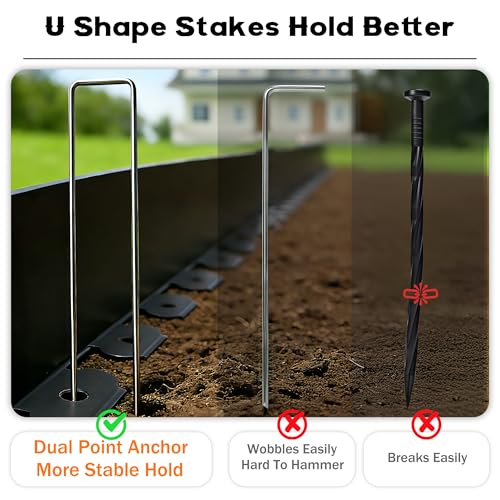 Landscape Edging 4 Inch Tall No Dig Garden Edging Border 33FT with 30 Metal Stakes