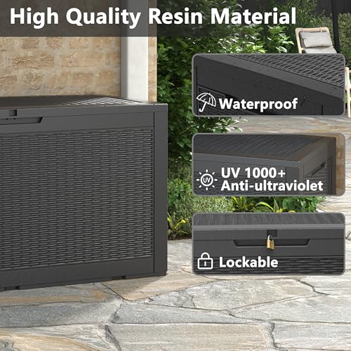 130 Gallon Waterproof Large Resin Deck Box