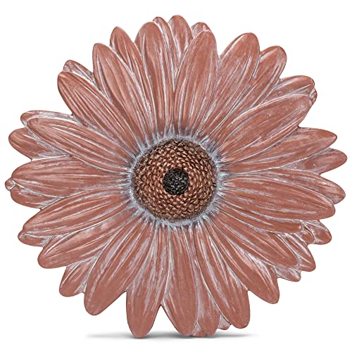 NAT & Jules Gerbera Daisy Flower Shaped Dimensional Indoor Outdoor 12 inch Cast Resin Decorative Garden Stepping Stone