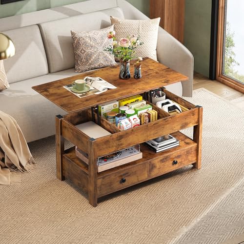 Lift Top Coffee Table with 2 Drawers