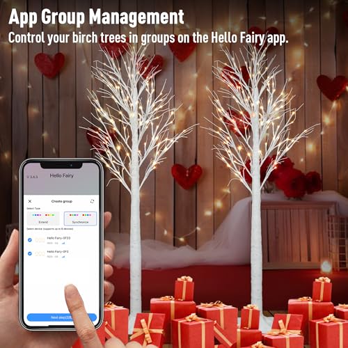 Smart Lighted Birch Twig Tree with Fairy Lights (2 Count)