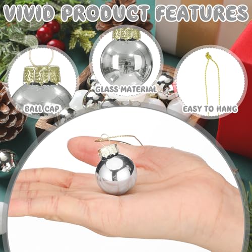 32 Pcs 1'' Mini Glass Christmas Ornament (32 Count)