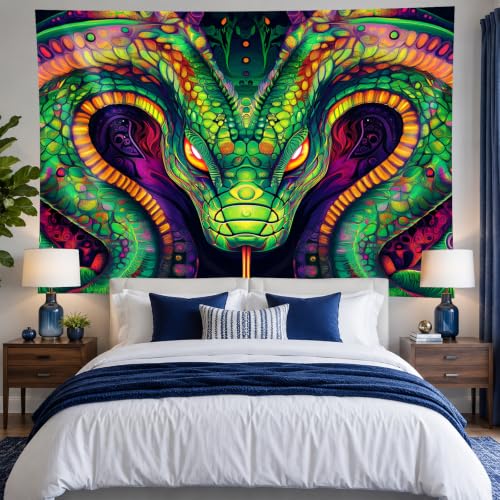 Blacklight Tapestry Snake Serpent Room Wall Art 78 x 59 Inch