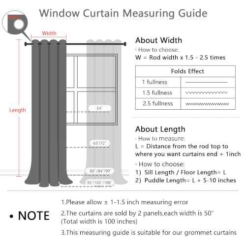 100% Blackout Curtains for Bedroom Total Light Blocking Curtains 95 Inch Extra Long Room Darkening 2 Panels Grommet Sliding Door Privacy Window Drapes with Black Pom Pom Sheer 50" x 95" (2 Count)