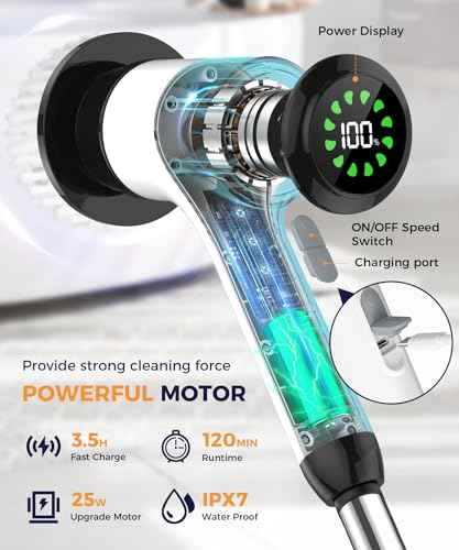 Cordless Electric Spin Scrubber with 5 Brush Heads