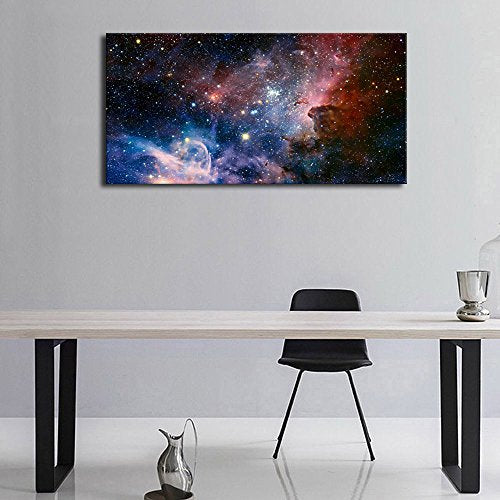 Canvas Wall Art Galaxy Nebula Starry Cosmic Painting Pictures Panoramic Canvas Arotwork Universe Stars Outer Space Wall Art for Home Office Decoration Framed Ready to Hang 20" x 40"