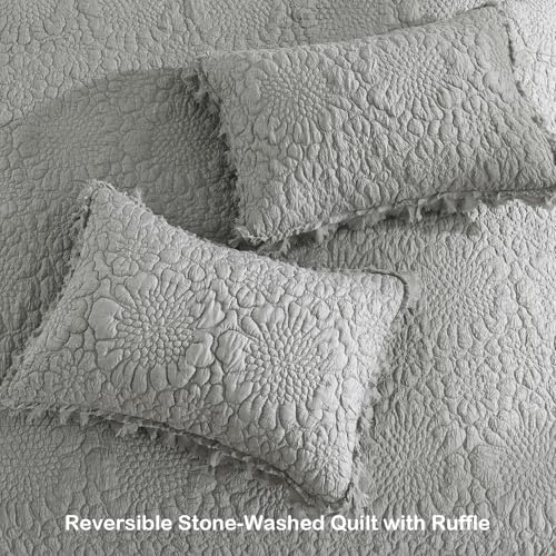 Dark Grey Ruffled Quilt Twin Size