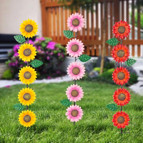 3Pack Sunflower Decorative Garden Stakes (3 Count)