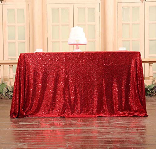 Sequin Tablecloth 50x72 Inch Red for Christmas Wedding Party