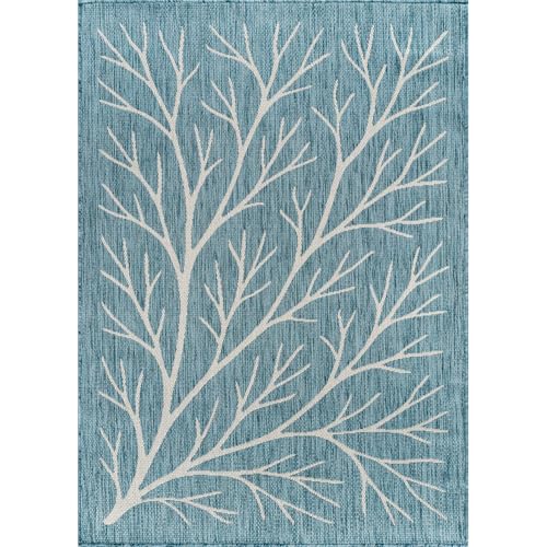 Washable Indoor Outdoor Rug 10x14 Modern Area Rugs Branch Pattern Non Shedding Waterproof Easy Clean Patio Deck Porch Living Room Bedroom Garden RV (140 Sq Ft)