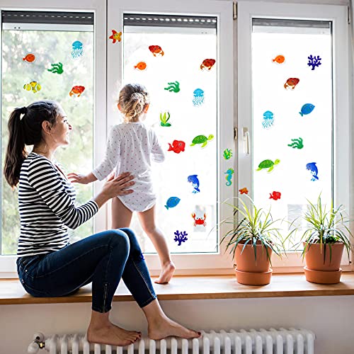 20 PCS Sea Animals Thick Window Gel Clings for Kids Toddlers (100 Count)
