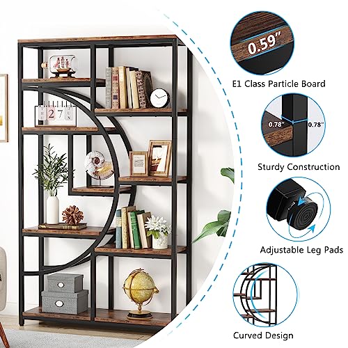 Industrial Bookshelf Bookcase with 9 Open Shelf