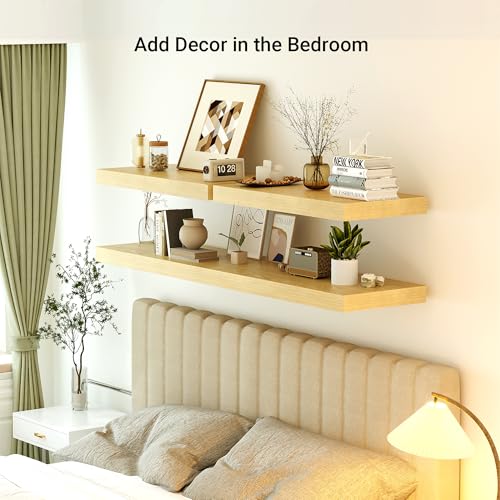 24 x 12 Deep Floating Shelves Wall Mounted Set of 1 Oak
