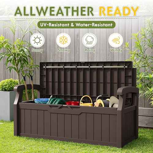 80 Gallon Outdoor Storage Bench Deck Box with Cushion