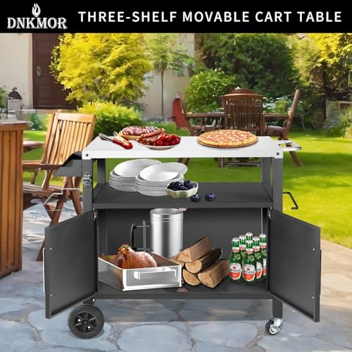 Dining Cart Table with Big Storage Cabinet