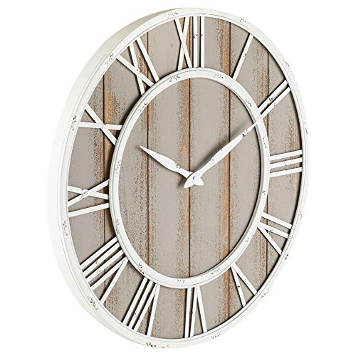 Oldtown Farmhouse Metal & Solid Wood Noiseless Wall Clock