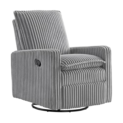Uptown Upholstered Glider Recliner Rocking Chair 360° Swivel for Nursery and Living Room