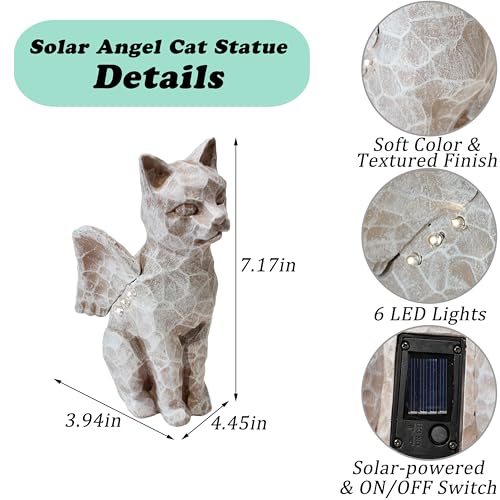 Solar Angel Cat with LED Lights