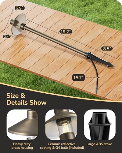 Solid Brass Low Voltage Landscape Lighting with G4 Bulbs 4 Pack (4 Count)