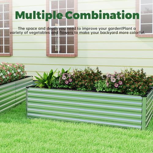 8x4x2ft Outdoor Metal Raised Garden Bed