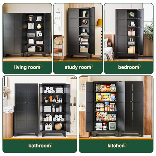 71" H Metal Storage Cabinet with 2 Doors and 4 Shelves