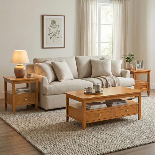 Warm Shaker 20" Wide Solid Wood End Table in Light Golden Brown