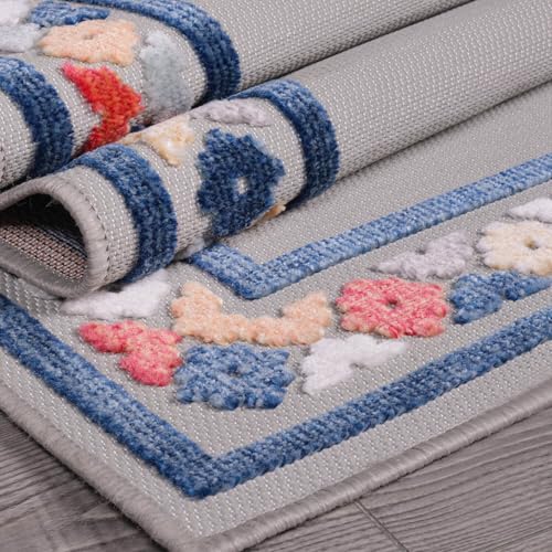 Outdoor Rug 6x9 Modern Bordered Area Rugs for Indoor and Outdoor Patio Easy to Clean Non Shedding Living Room Porch Garden Washable Outside Carpet