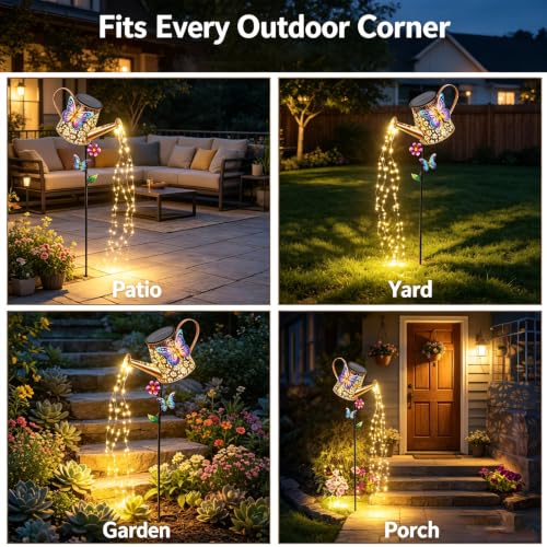 Solar Watering Can with Lights Outdoor Garden Gifts for Women Mom Grandma