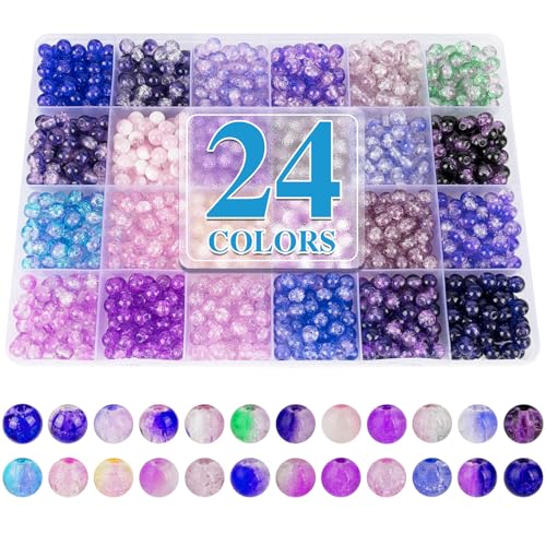 About 1200PCS 6mm Crack Glass Beads (1200 Count)